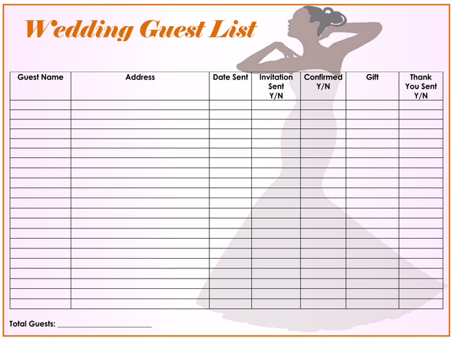 Free Wedding Guest List Templates Word Excel WordLayouts