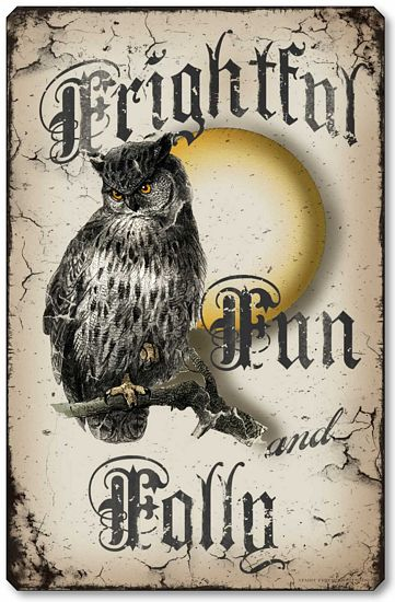 Frightful Fun Folly Owl Halloween Wall Plaque Fairy freckles