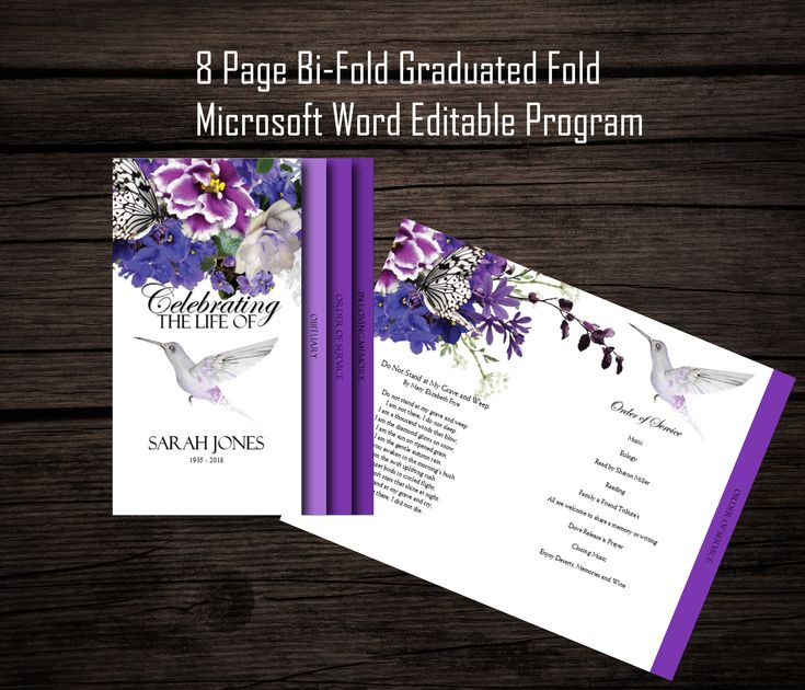 Funeral Program Template 8 Page Bi Fold Graduated Fold 8 5 X 11 