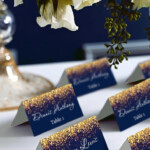 Gold Sparkle And Navy Wedding Place Card Tents Place Cards Avery 5302