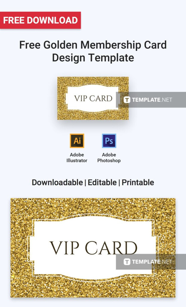 Golden Membership Card Design Template Illustrator Word Apple Pages 