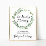 Greenery In Loving Memory Sign Wedding Printables Wreath