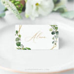 Greenery Place Cards Wedding Templates Printable Guest Name Etsy In