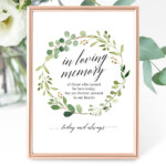 Greenery Wedding In Loving Memory Sign Template Wedding Memorial Sign