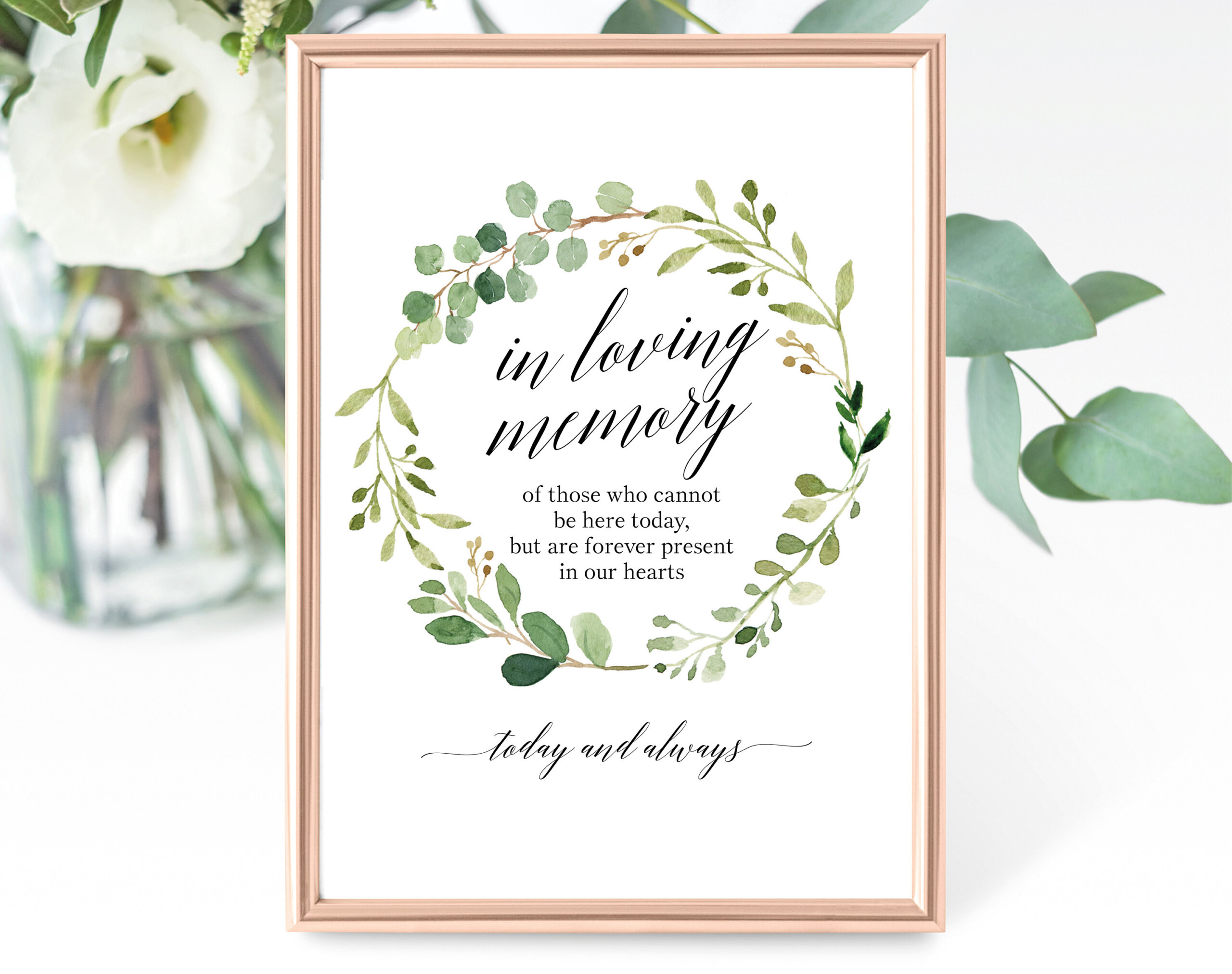 Greenery Wedding In Loving Memory Sign Template Wedding Memorial Sign 