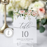 Greenery Wedding Table Number Calligraphy Printable Numbers Printa