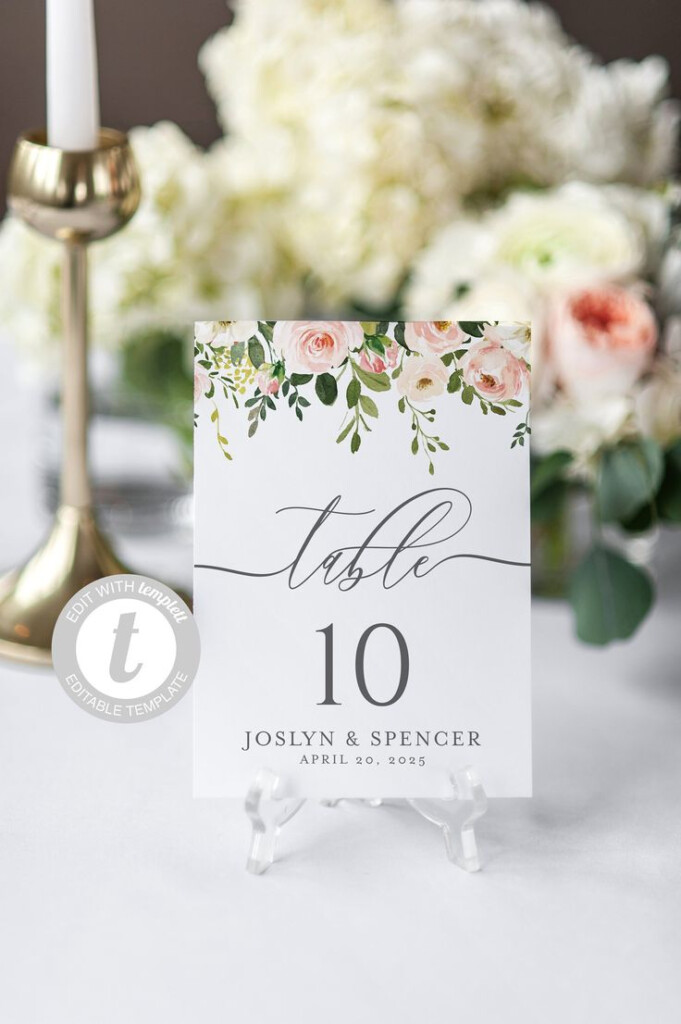 Greenery Wedding Table Number Calligraphy Printable Numbers Printa 