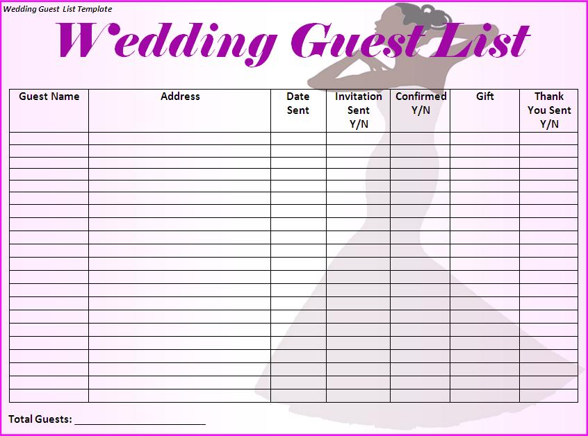 Guest List Print Out