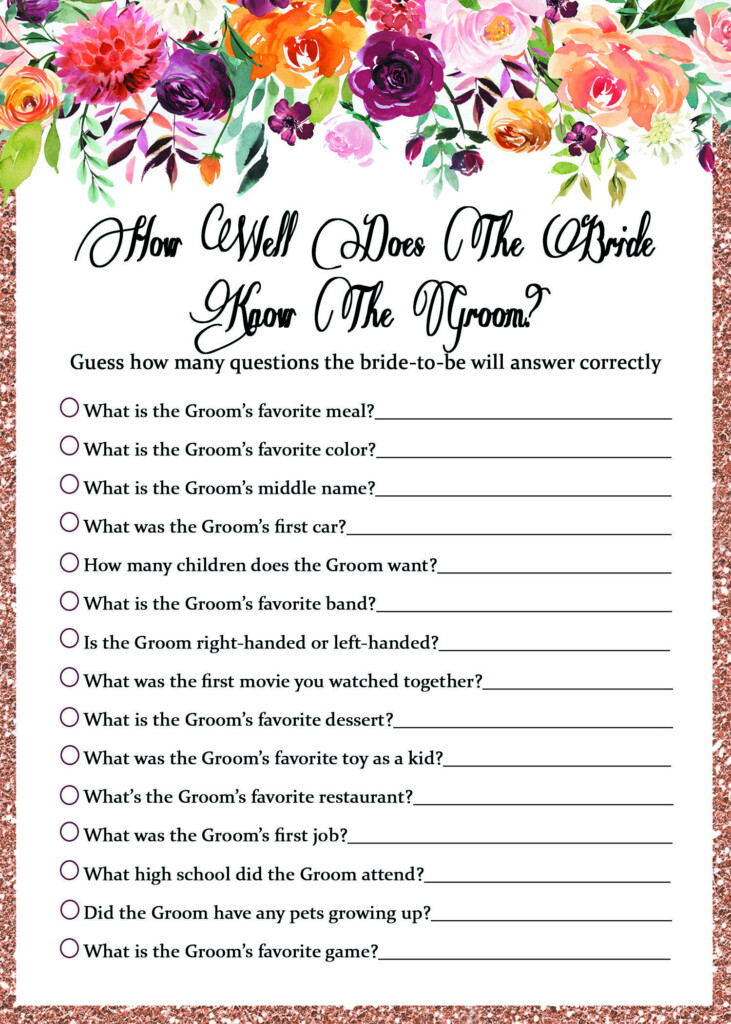 How Well Does The Bride Know The Groom Game Bridal Shower Planning 