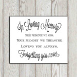 In Loving Memory Of Print Memorial Table Wedding Memorial Sign Etsy