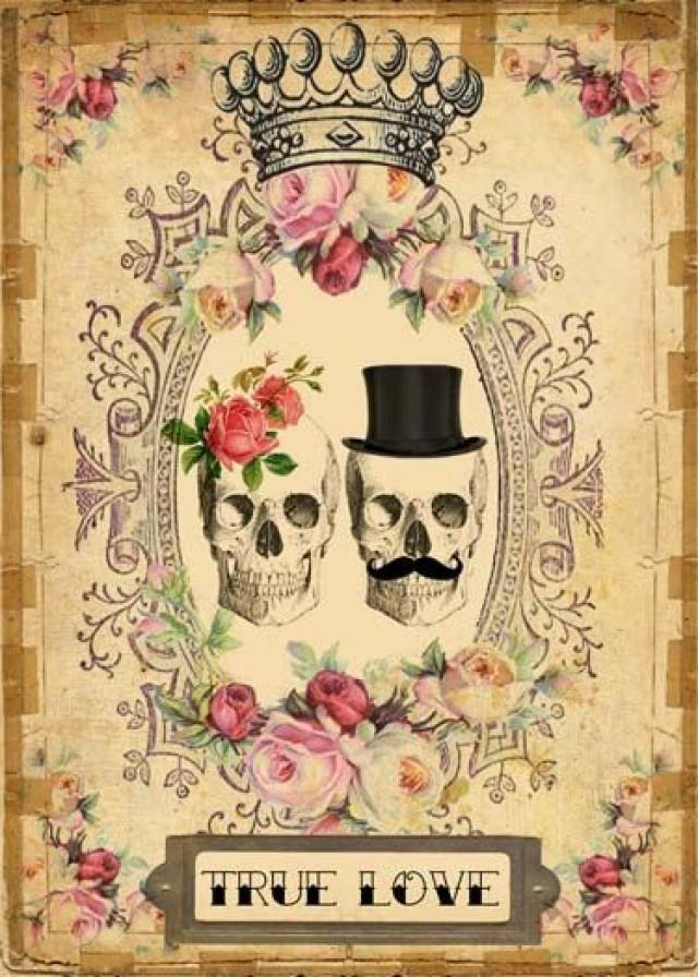 INSTANT Digital DOWNLOAD DIY Printable Gothic Victorian Skull Couple