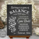 Jenga Guest Book Printable Chalkboard Wedding By PrintablePixels
