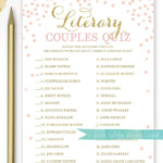 Literary Couples Quiz Famous Couples Bridal Shower Game Literary