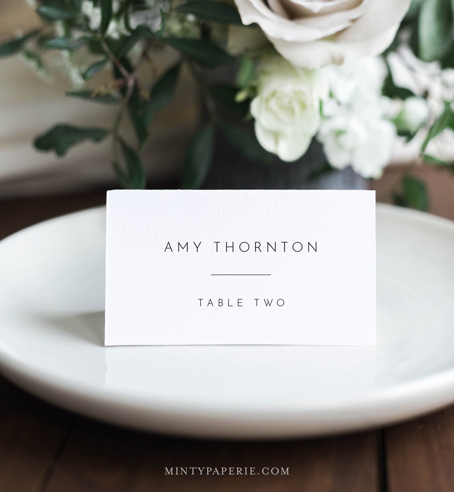 Minimalist Place Card Template Printable Modern Simple Wedding Escort 