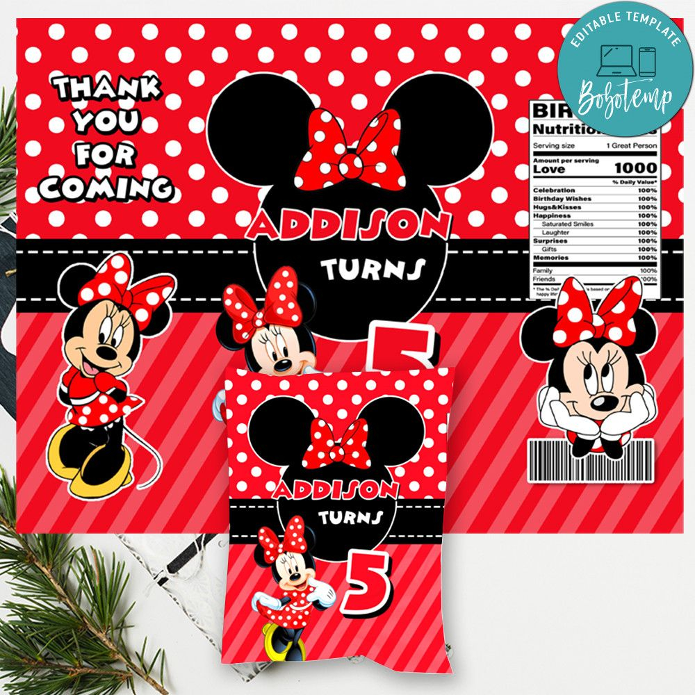Minnie Mouse Chip Bag Digital File Printable DIY Bobotemp
