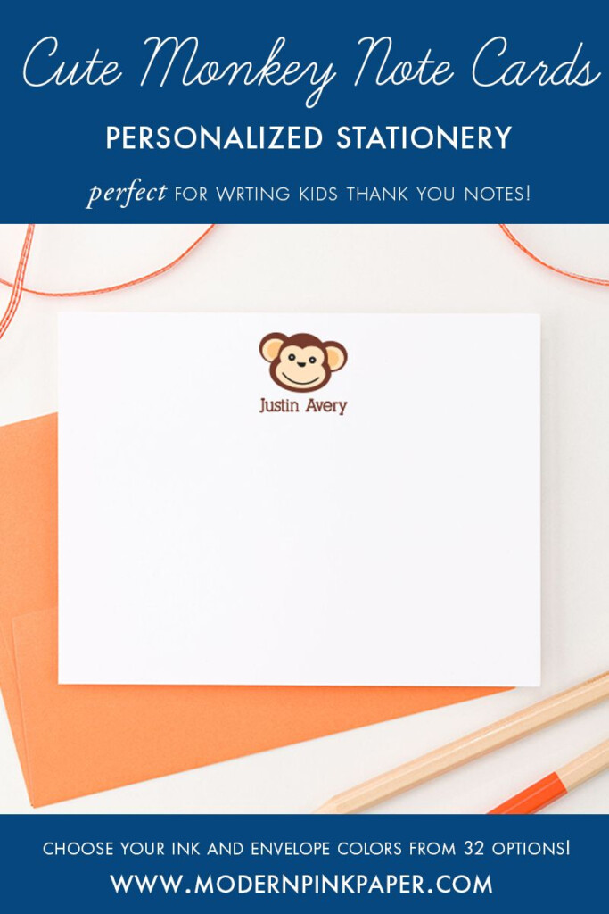 Monkey Stationary Animals Notes Personalized Kids Stationary 