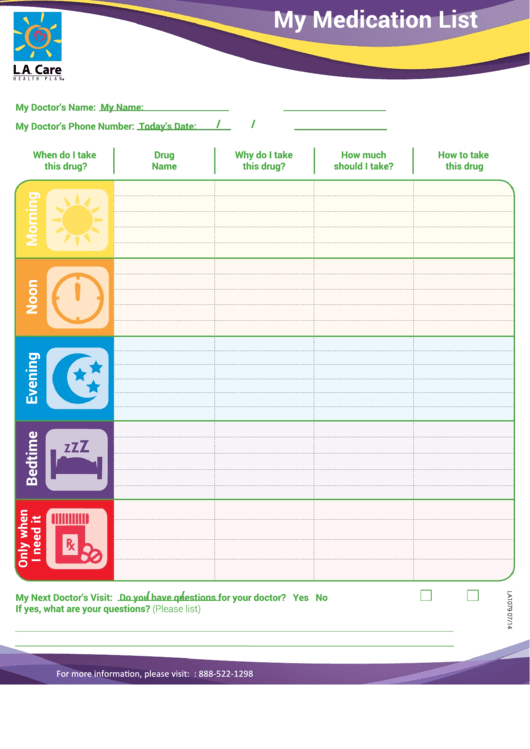 My Medication List Printable Pdf Download