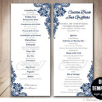 Navy Blue Wedding Program Template Instant Download Etsy Wedding