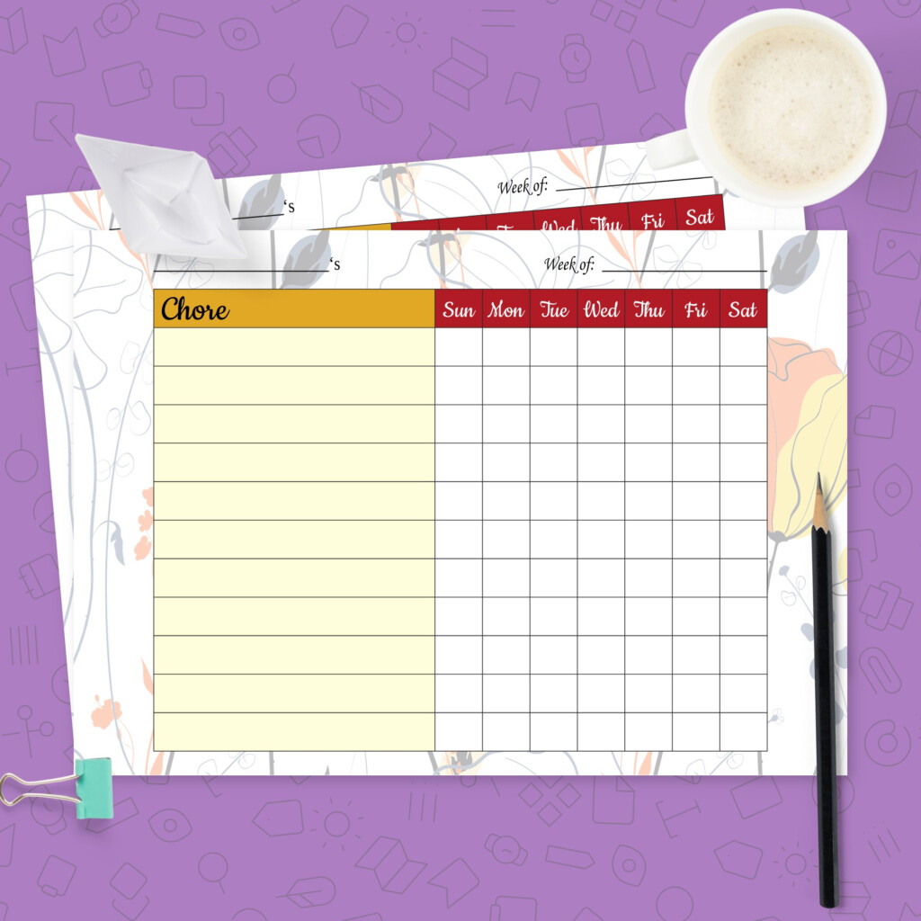 Personal Weekly Chore Chart Template Template Printable PDF