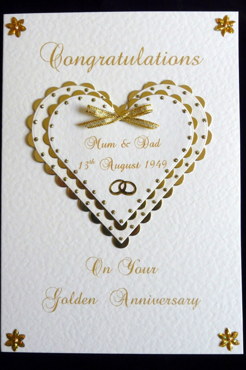 Personalised 50th Golden Wedding Anniversary Card A5 Size Etsy