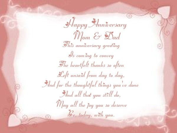 Pin By Sharon Milczewski On Family Anniversary Card For Parents 