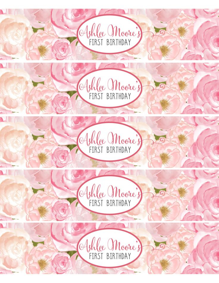 Pink Floral Water Bottle Labels Pink Rose Waters Flower flower 