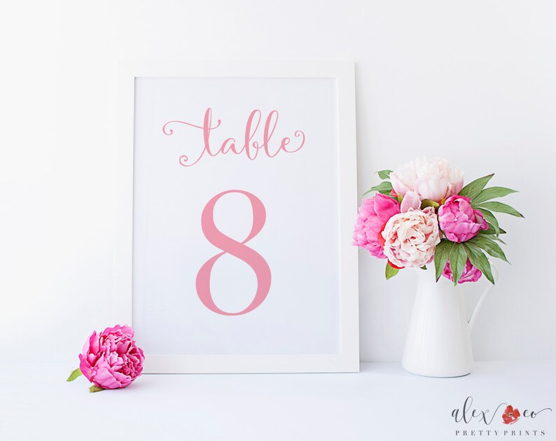 Pink Table Numbers 4x6 Table Numbers Printable Table Etsy