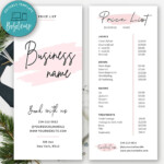 Printable Beauty Salon Price List Template Design Bobotemp