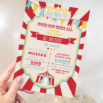 Printable Circus Carnival Invitation Dark Red Anna Ivey