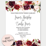 Printable Editable Wedding Invitation Templates Free Download