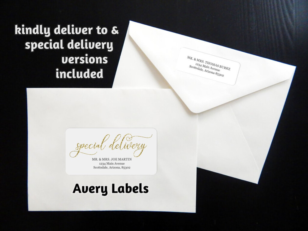 Printable Faux Gold Glitter Address Template Envelope Label Avery 2x4 