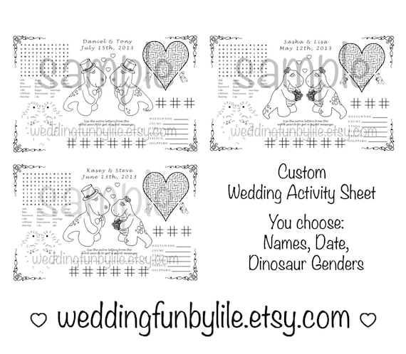 Printable Kids Wedding Activity Page PDF Customized Favor