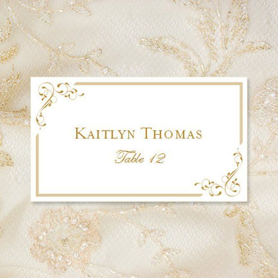 Printable Place Cards Elegance In Gold Editable Word doc Tent Card 