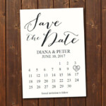 Printable Save The Date Calendar Postcard Template Instant Download