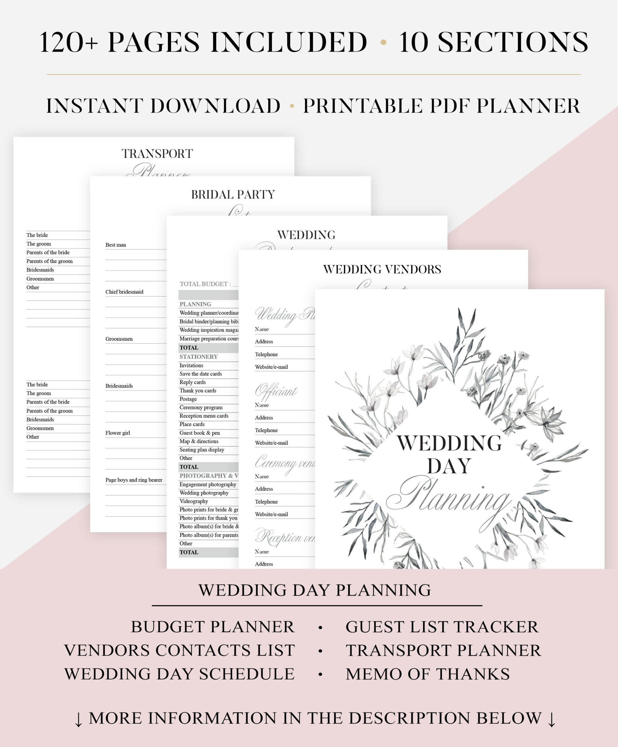 Printable Wedding Planner Grey Wedding Organizer DIY Etsy In 2020 