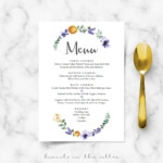 Purple Floral Wedding Buffet Menu Template Wedding Menu Cards Hands