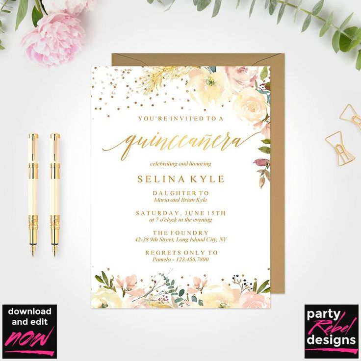 Quincea era Invitation Template Mis Quince Printable Etsy