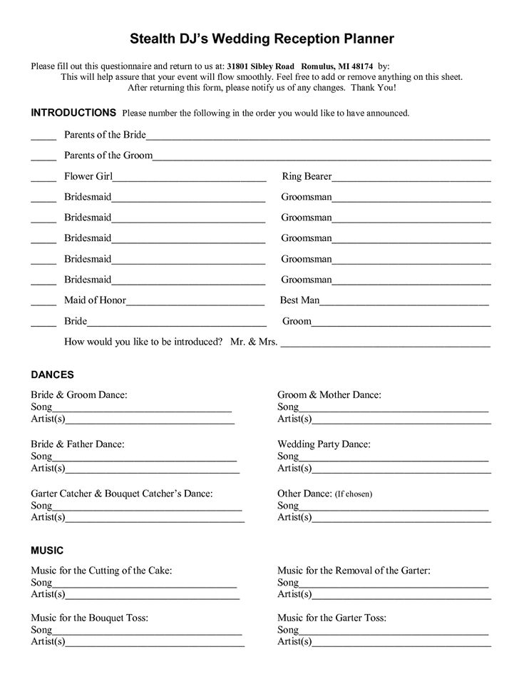 Reception Worksheets For Kids Preschool Wedding Dj Checklist Wedding 