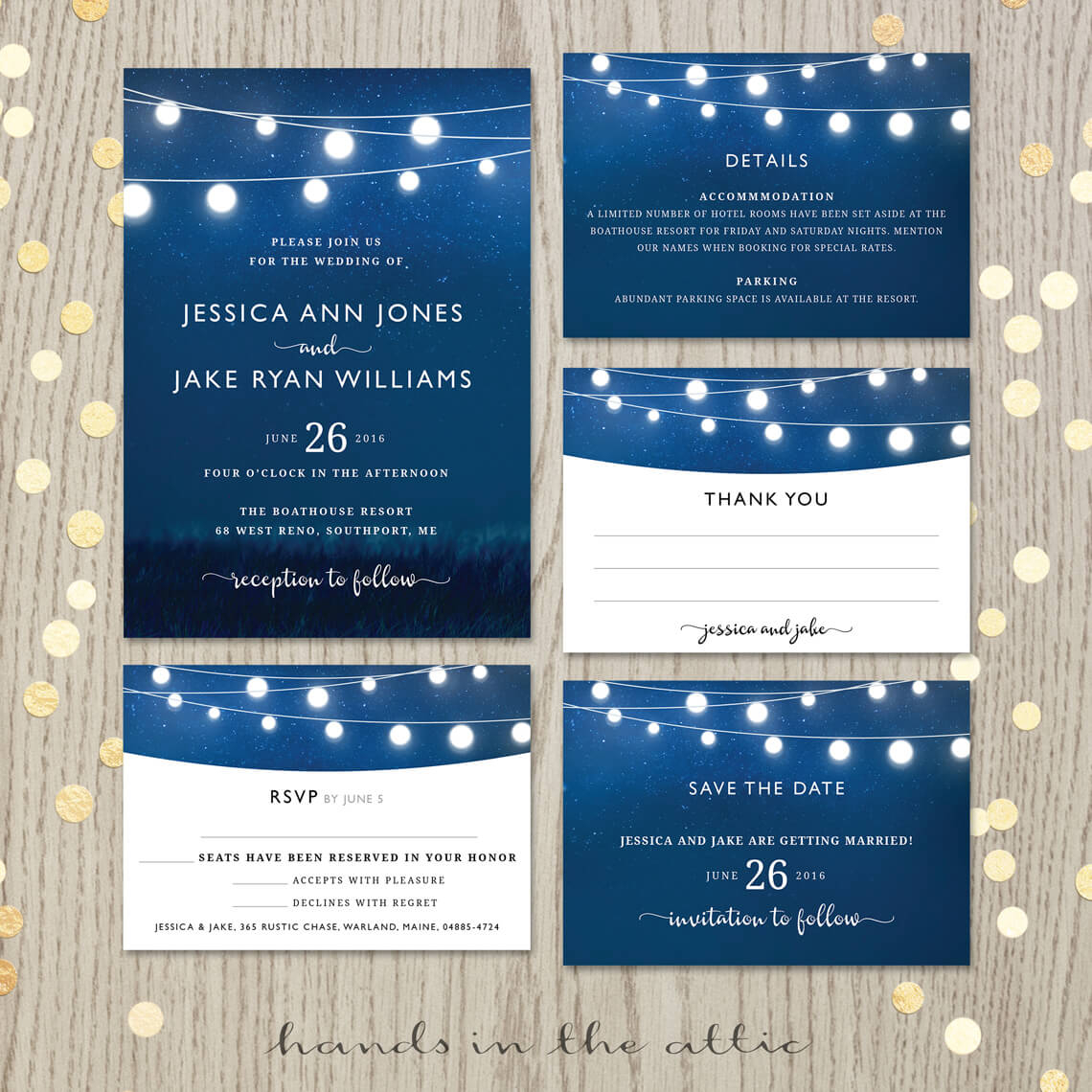 Royal Blue Wedding Invitation Set Hands In The Attic