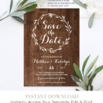 Rustic Save The Date Template Instant Download DIY Kraft Printable