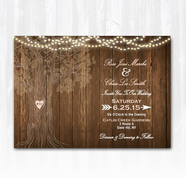 Rustic Tree Wedding Invitation DIY PRINTABLE Digital File Or Print 