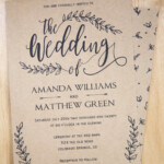 Rustic Wedding Invitation Template Leaf Design Press Print Party