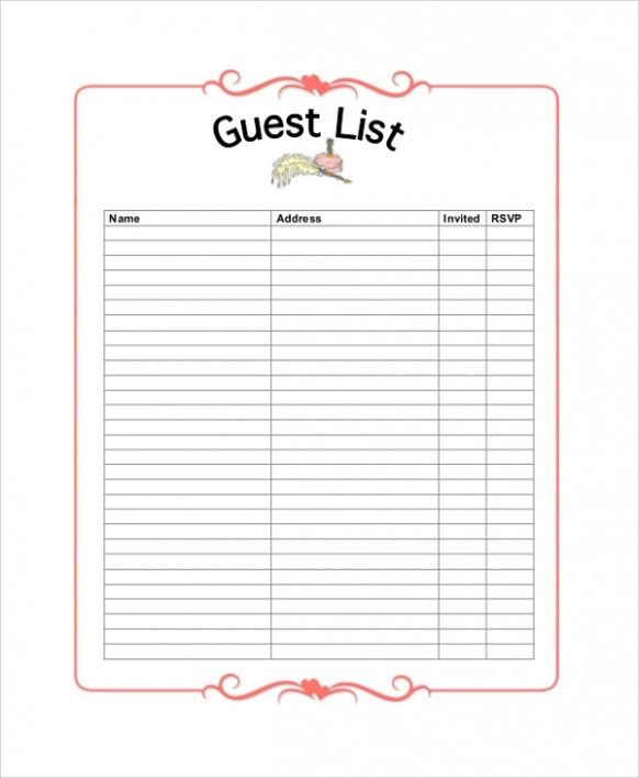 Sample Wedding Guest List 7 Documents In PDF Word Excel Wedding 