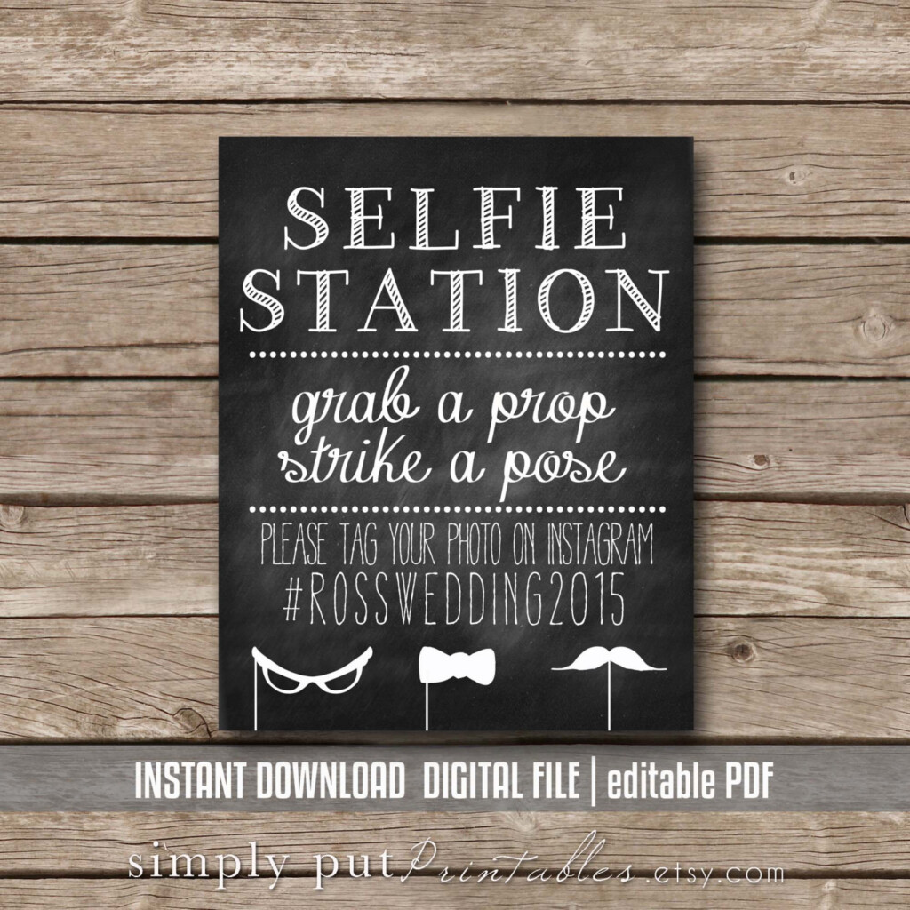 Selfie Station Photo Booth Chalkboard Sign Printable Grab A
