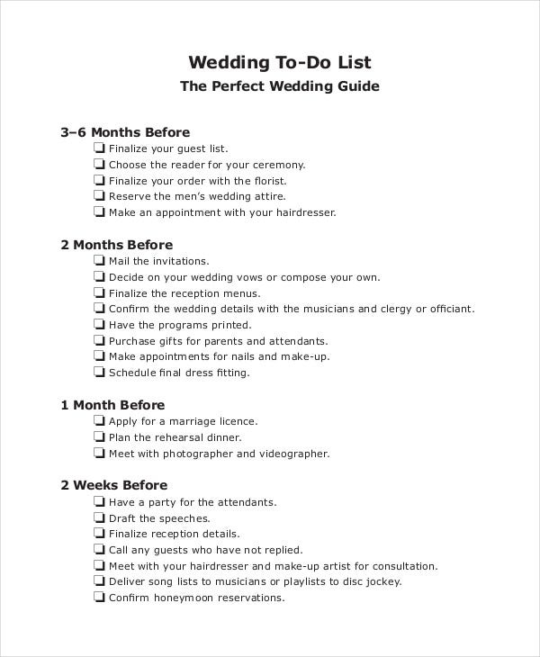 Simple Wedding Checklist 27 Free Word PDF Documents Download Free 