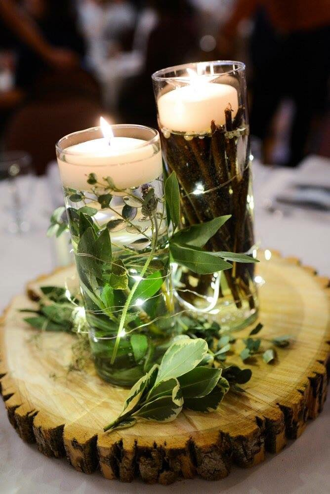 Simple Woodsy Wintery Homemade Centerpieces woodsy winterwedding