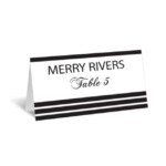 Stripes Wedding Place Card Editable PDF Template Foldover Black