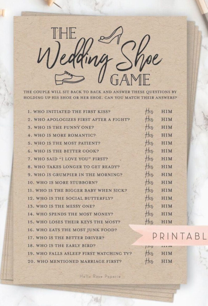 The Wedding Shoe Game Bridal Wedding Couples Shower Engagement 