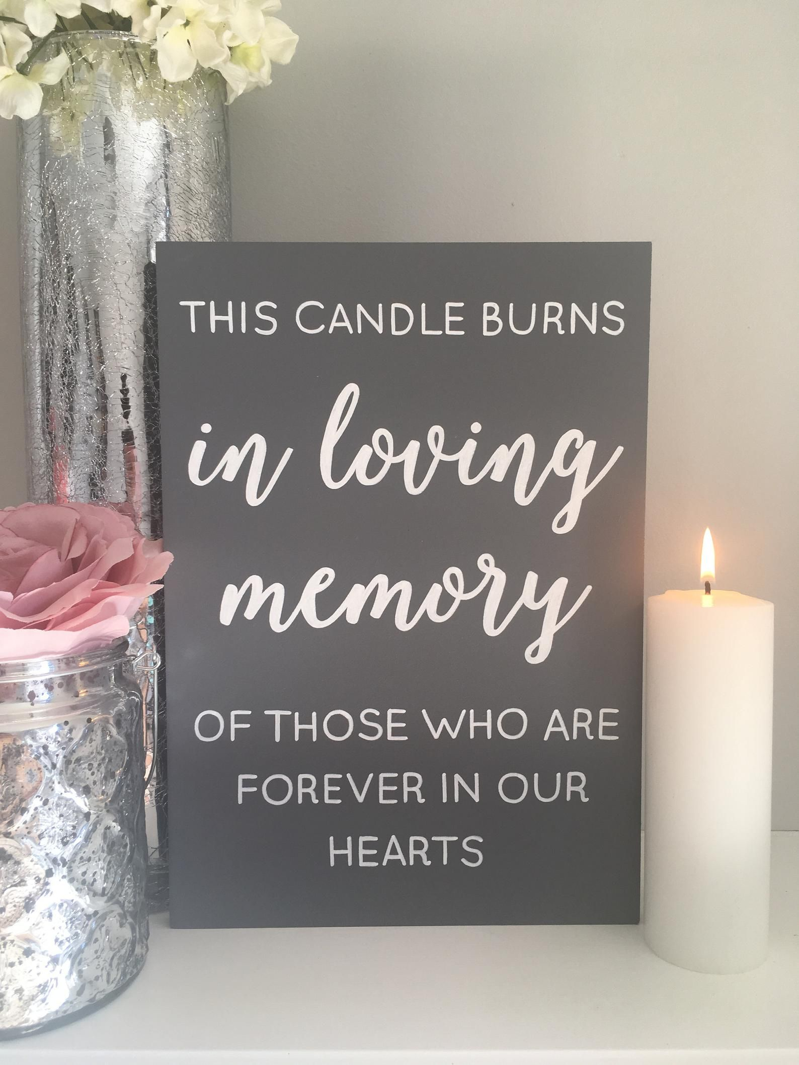 This Candle Burns In Loving Memory Wooden Wedding Sign Etsy Wooden