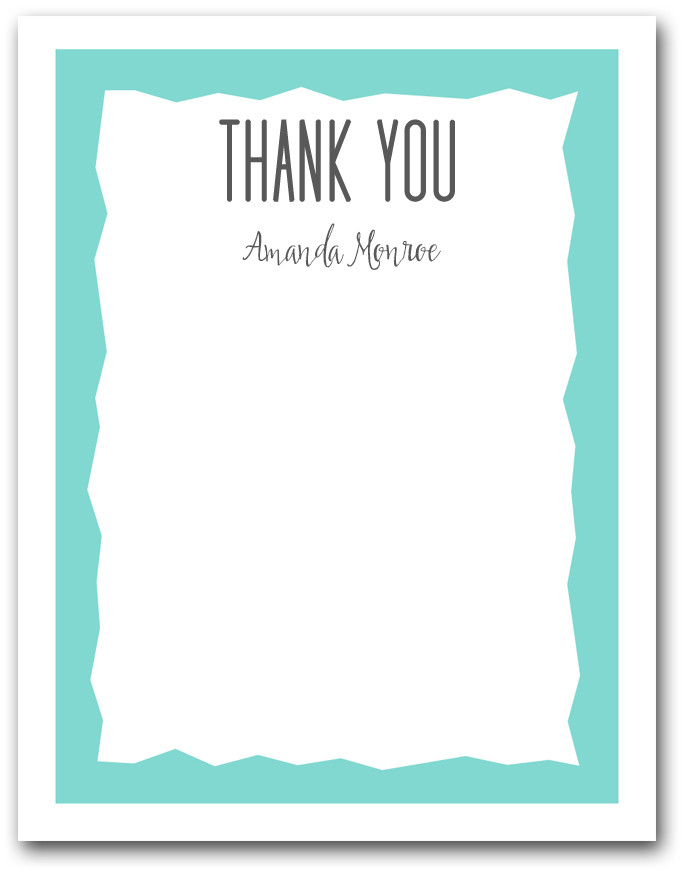 Tiffany Blue Zigzag Border Flat Note Cards